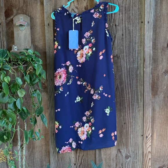 NWT Navy Floral Knee-Length Dress - Picture 2 of 4
